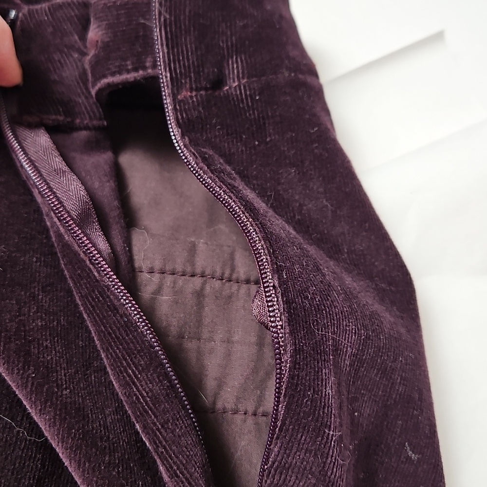 J.Jill Corduroy Burgundy Side Zip Flat Front Pants Size 8 - Picture 8 of 12
